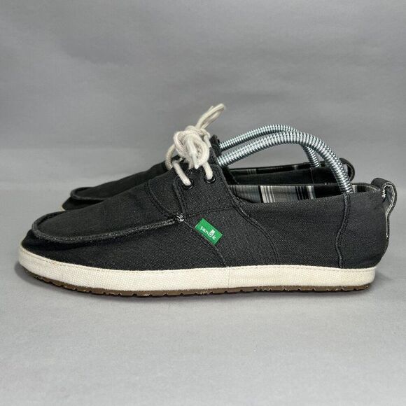 Sanuk Men's Size 8 Dark Gray Canvas Sneakers - Picture 4 of 11